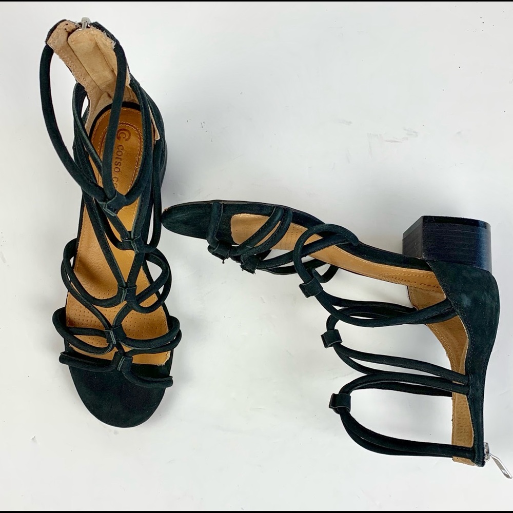 Corso Como Sandals 6 Black Gladiator Leather Zip